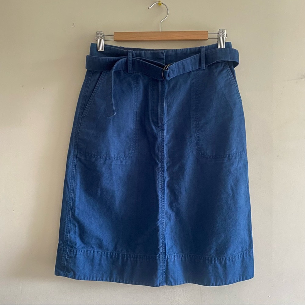 Aritzia Babaton Belted Linen Blend Midi Skirt